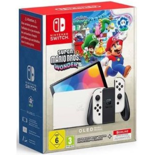 Switch Console OLED White +Super Mario Wonder + 12 NSO